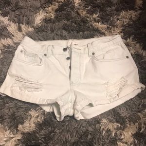 Amuse Society white distress jean shorts